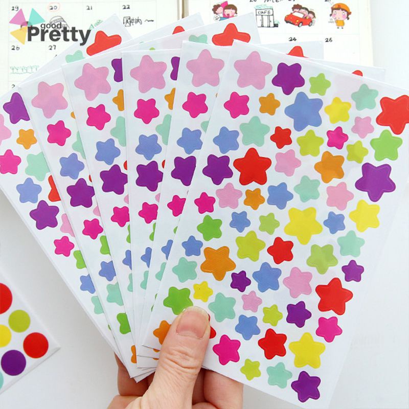 

Stiker titik-titik DIY Korea cinta stiker pelangi pentagram pelangi 9pcs pack album foto dekorasi warna-warni PD