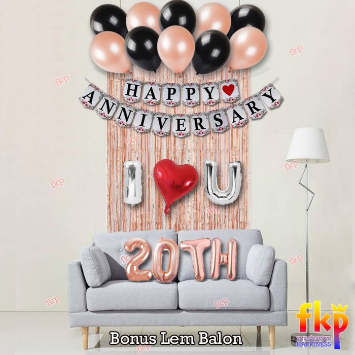 Paket Dekorasi Anniversary Simpel / Dekor Balon Hari Jadi Pernikahan - Black 1