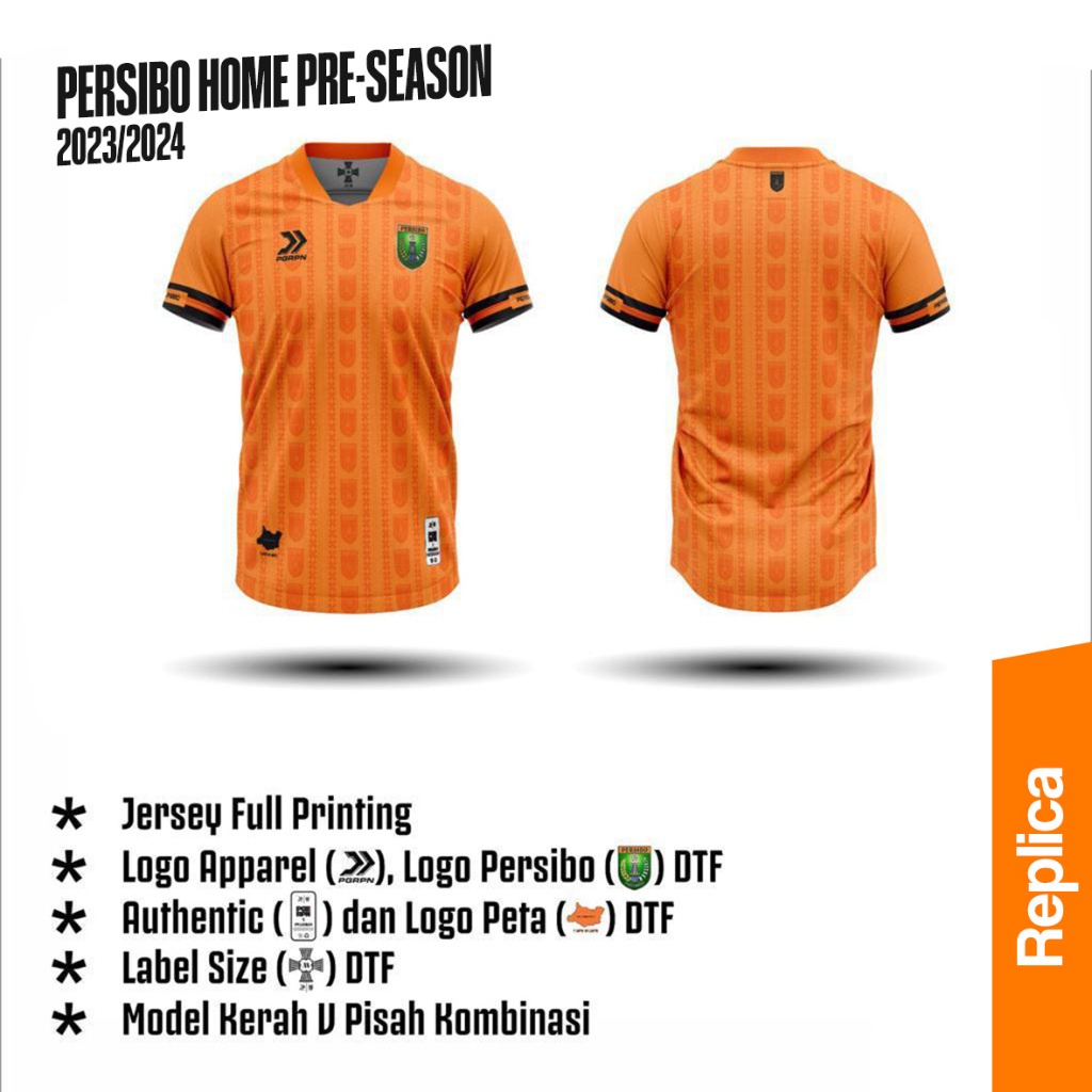 Jersey Persibo Home Jersey Pre Season Replica Oren Muda