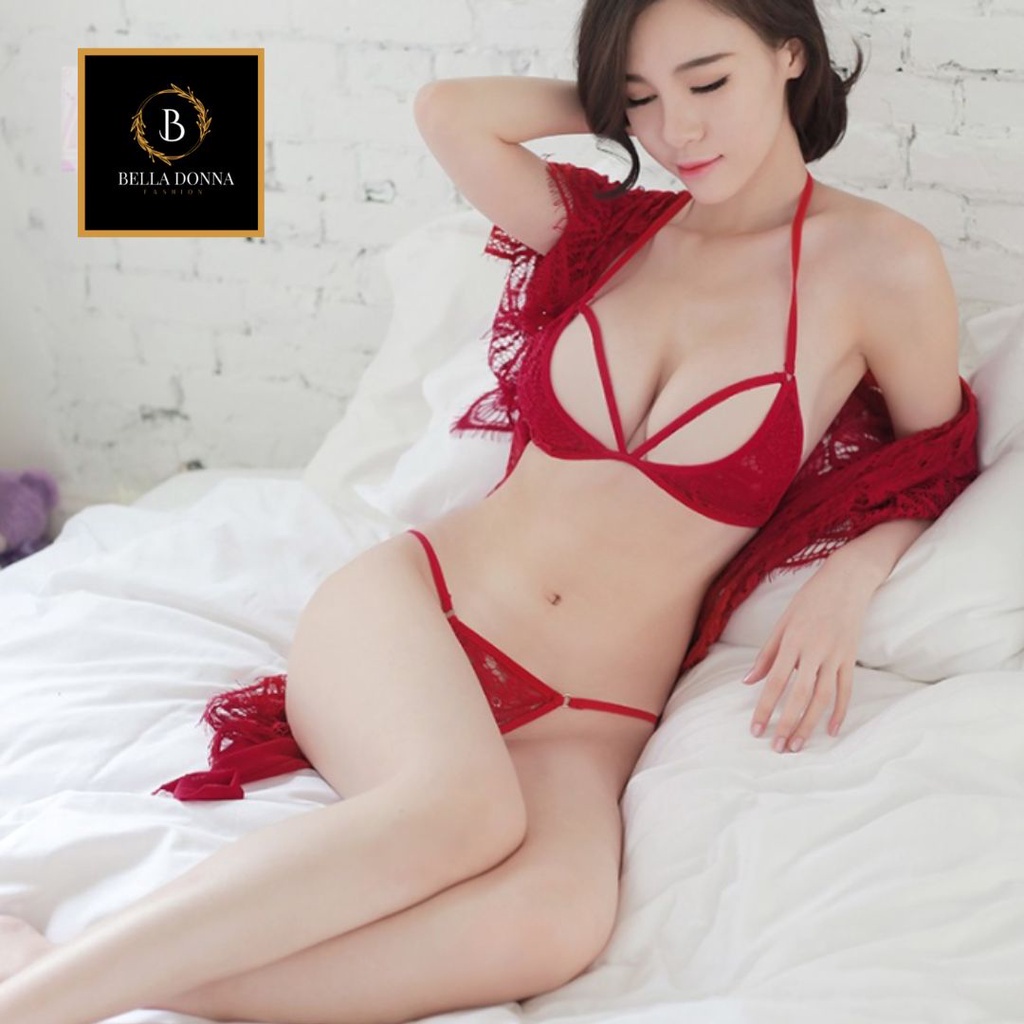belladonna_id 1 Set Lingerie Baju Tidur Wanita Dewasa Lingerie LYDIA All Size Sexy anggun brukat lembut Hot sexy lingerie baju tidur+cd+bra Pakaian Tidur-2