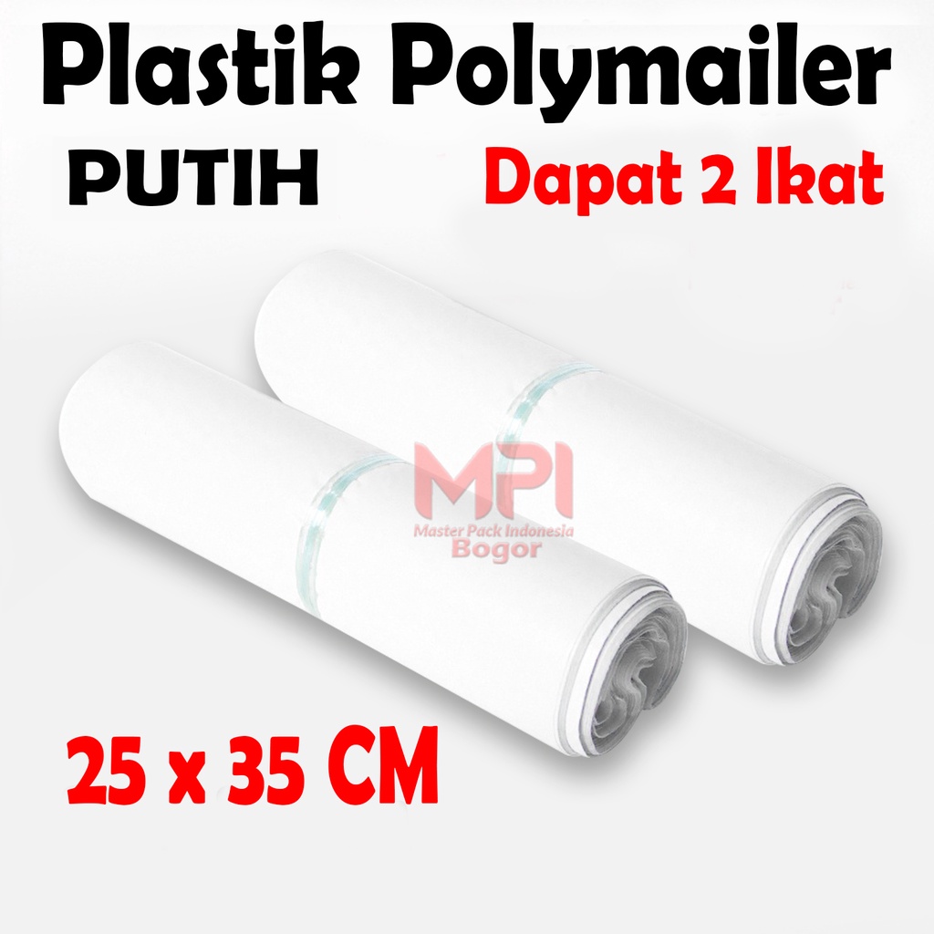 

2 IKAT - Plastik Polymailer Putih 25 x 35 cm / Plastik Polimer / Pelastik packaging Kantong Amplop - Master Pack Indonesia