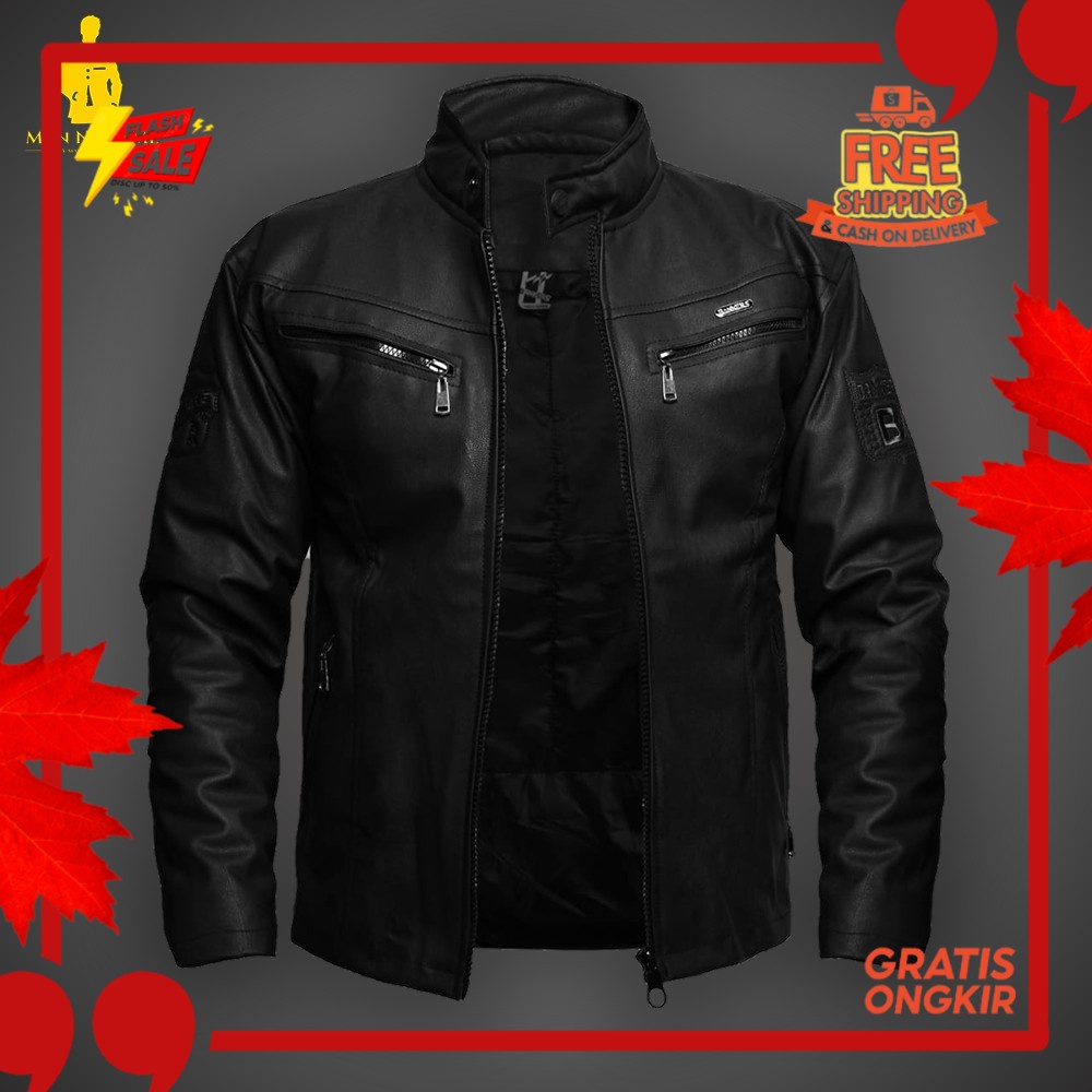 OUTFIT JKT48 TERBARU NEW ERA //Jaket Pria | Jaket Motor Pria | Jaket Kulit Pria Hitam ORIGINAL