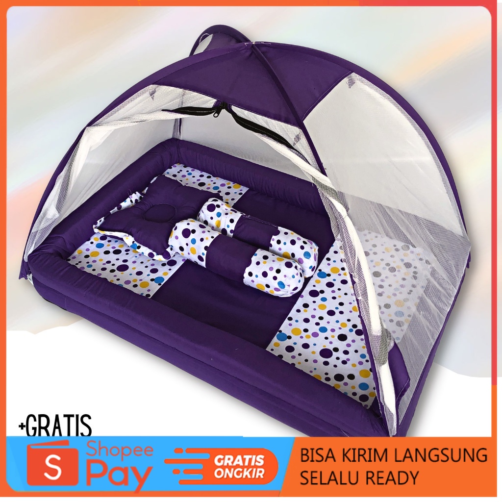 PROMO Kasur Bayi Set Kelambu Dengan Bantal Guling Model Kolam Perahu Lengkap Kolem Matras Tenda Port