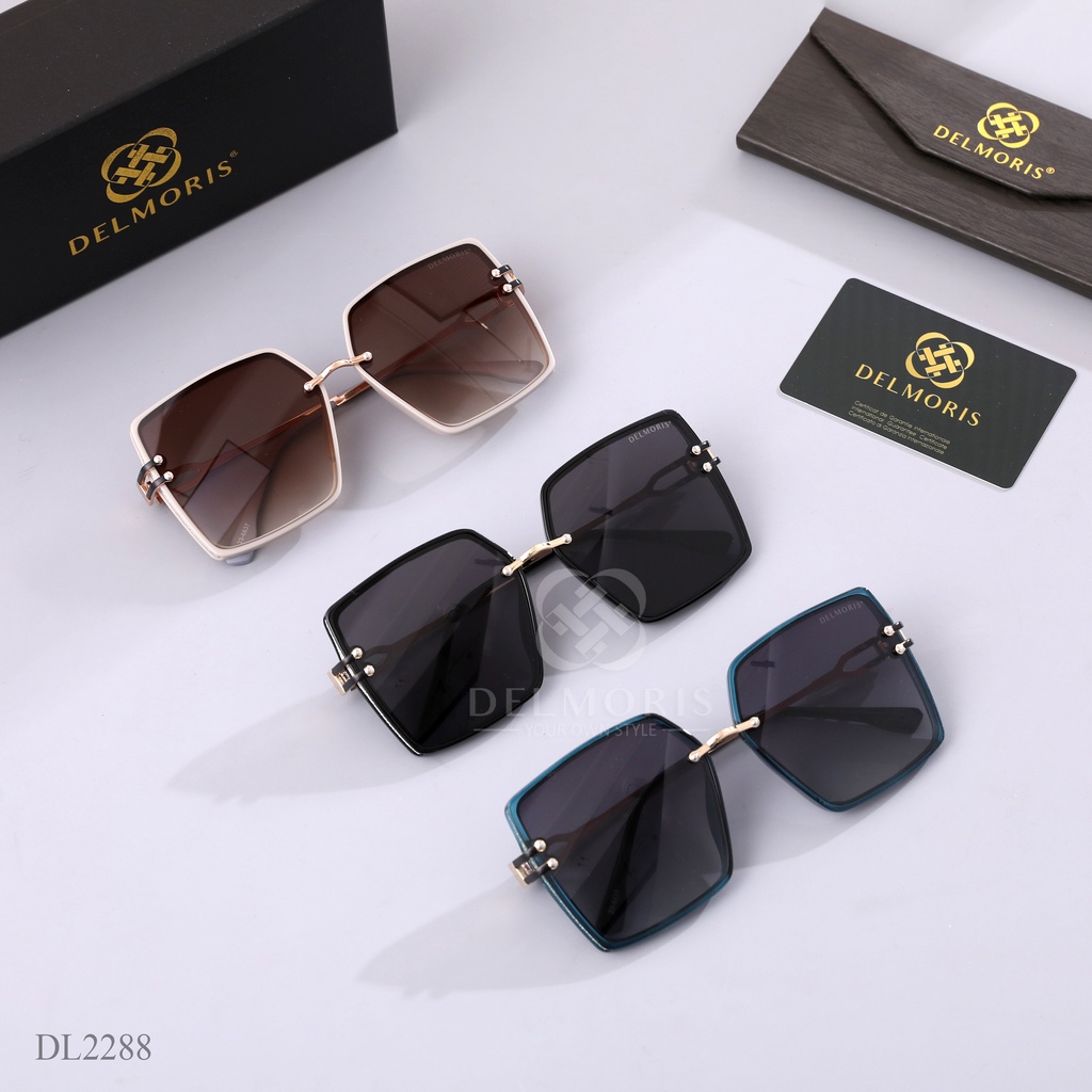 Kacamata Hitam Wanita DELMORIS Agnes Series DL2288 UV Lens Frame Full Rim Import Original