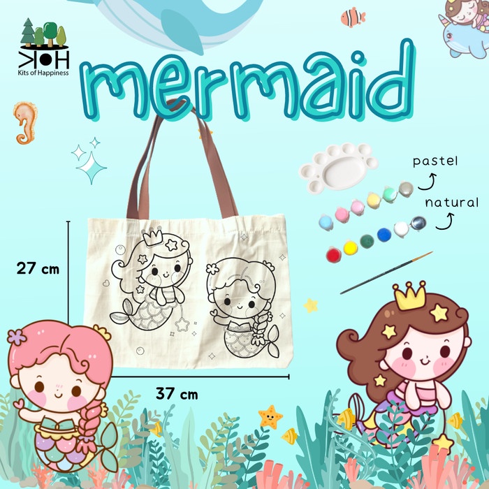 

kids tote bag painting kit hampers anak montessori paket melukis tas - fairy tale, additional