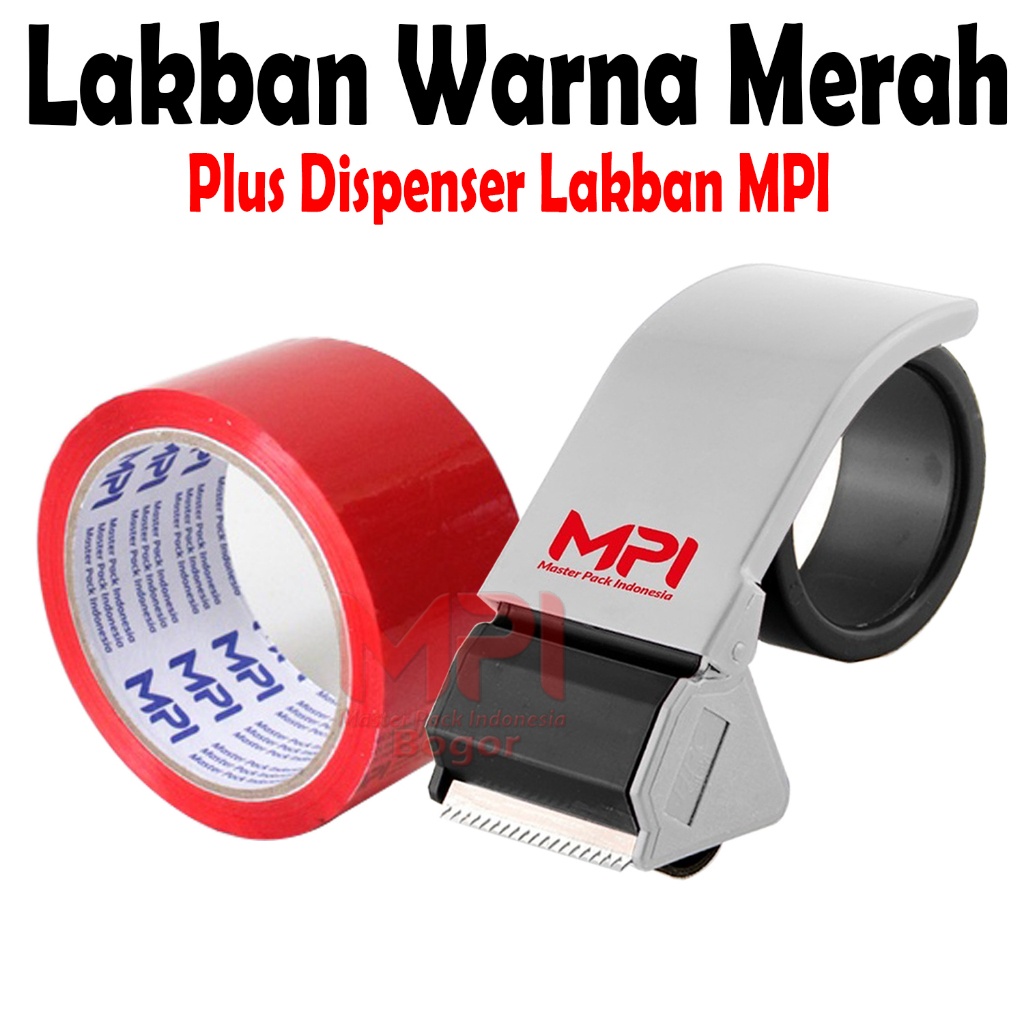 

Paket Lakban Warna Merah 48 mm x 50 Meter Plus Dispenser Lakban MPI