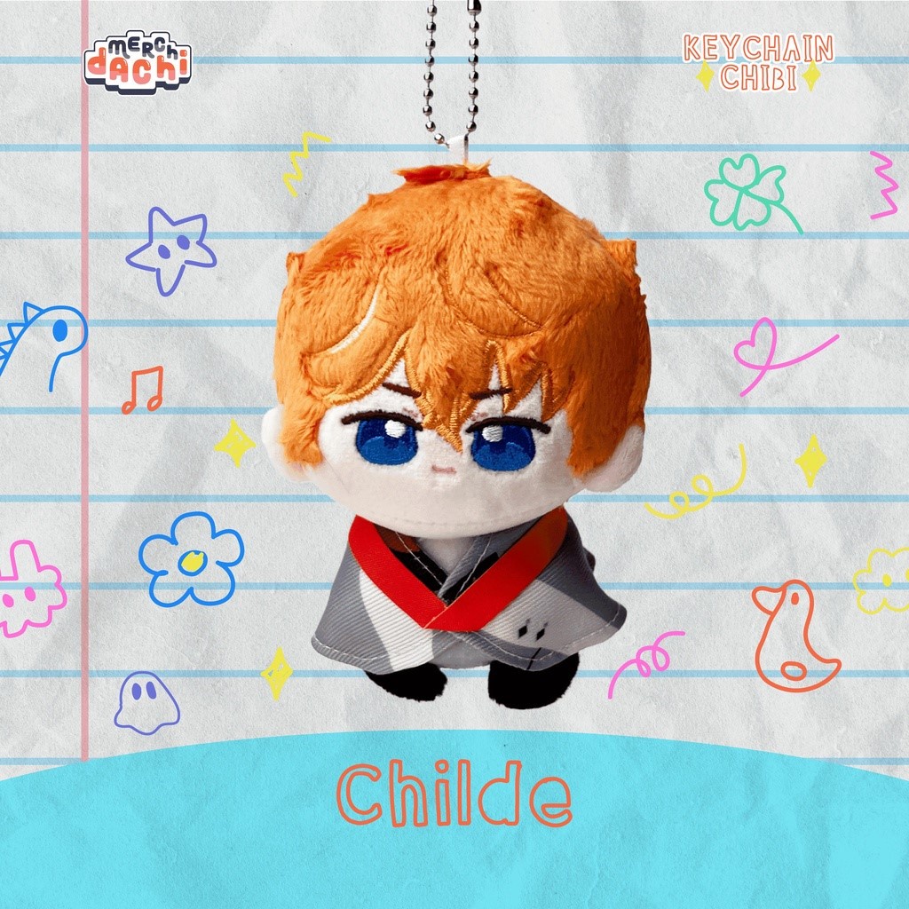 Gantungan Boneka Chibi Childe Tartaglia Teyvat Genshin Imapct Keychain