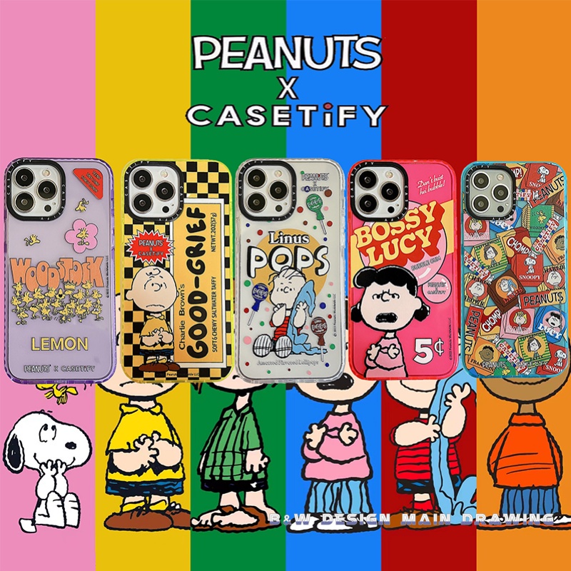 Cute Peanuts Casetify Snoopy Phone Case For iPhone  15 14 13 12 11 Pro XS Max X XR 7 i8 Plus Case Shockproof Protect Soft Cover