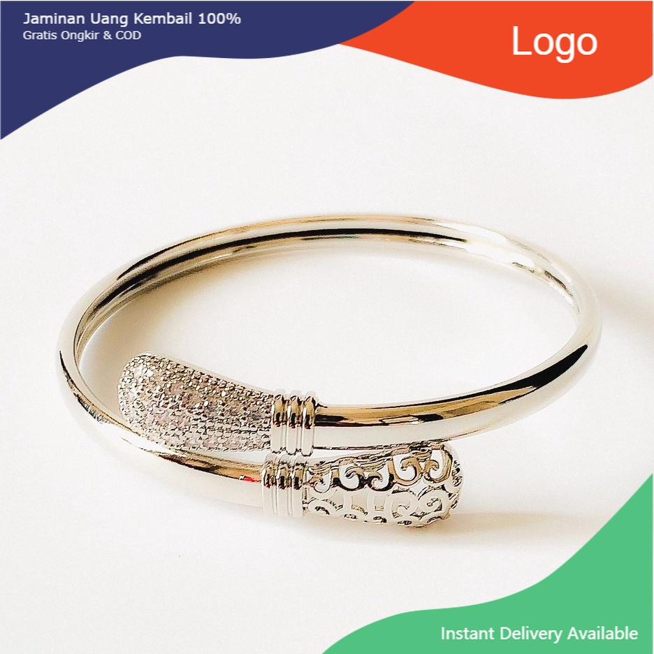 Gelang Wanita Model Oval Batik Zirconia Silver Xuping