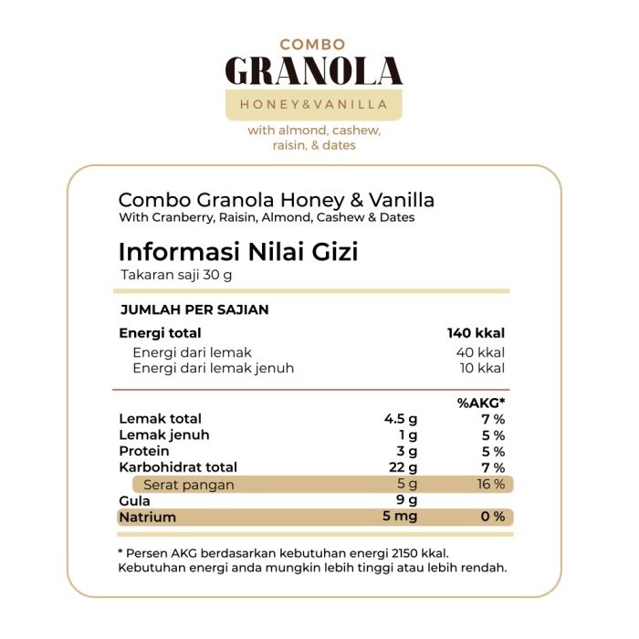 

✨PROMO✨ -Combo Granola Vanilla 500 Gram Timur Tengah | Granola Vanila 250gr - 250gr
