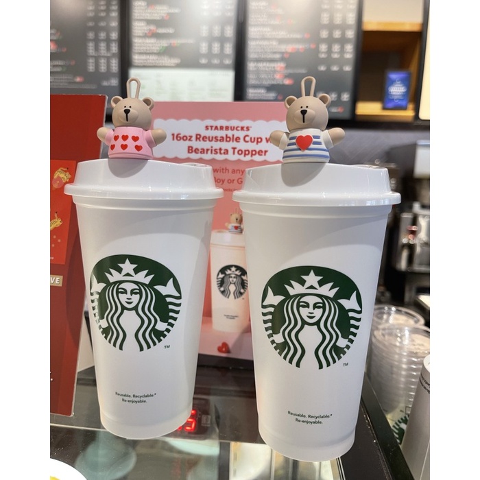 Starbucks reusable cup + stopper valentine edition 2022   - Pink