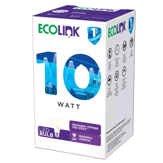 Lampu Ecolink LED Bulb 10 Watt E27 10 W Kuning 10Watt 10W Warm White *AMITAYUS*