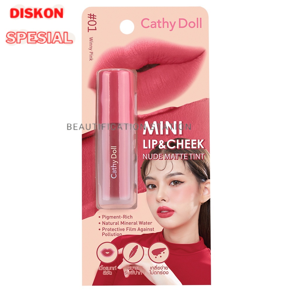 Cathy Doll Mini Lip and Cheek 3 in 1 Nude Matte Tint Win Metawin Tine 2gether | Beautification Station