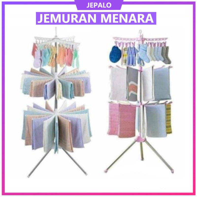 JEMURAN MENARA BAJU / Jemuran cucian Menara Lipat Jemuran Baju Model Menara Susun 3 TINGKAT Foldable
