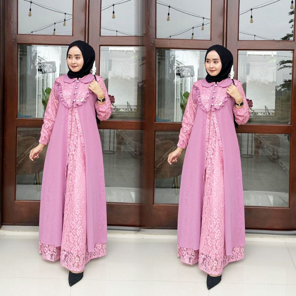 Hanna  - Gamis Drees Maxy Ceruty Premium Busui Jumbo / Gamis Sintya Ceruty Terbaru Kekinian Allsize 