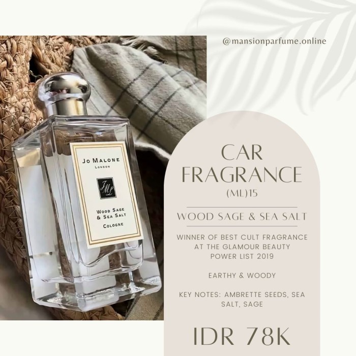 MANSION Parfum Mobil Premium , Jo Malone Wood Sage & Sea Salt - Spray (ml)35