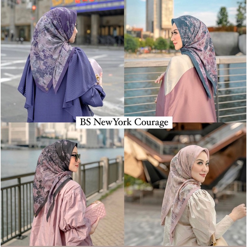 Jilbab Segi Empat Motif Buttonscarves kw New York  Jilbab Button scarves