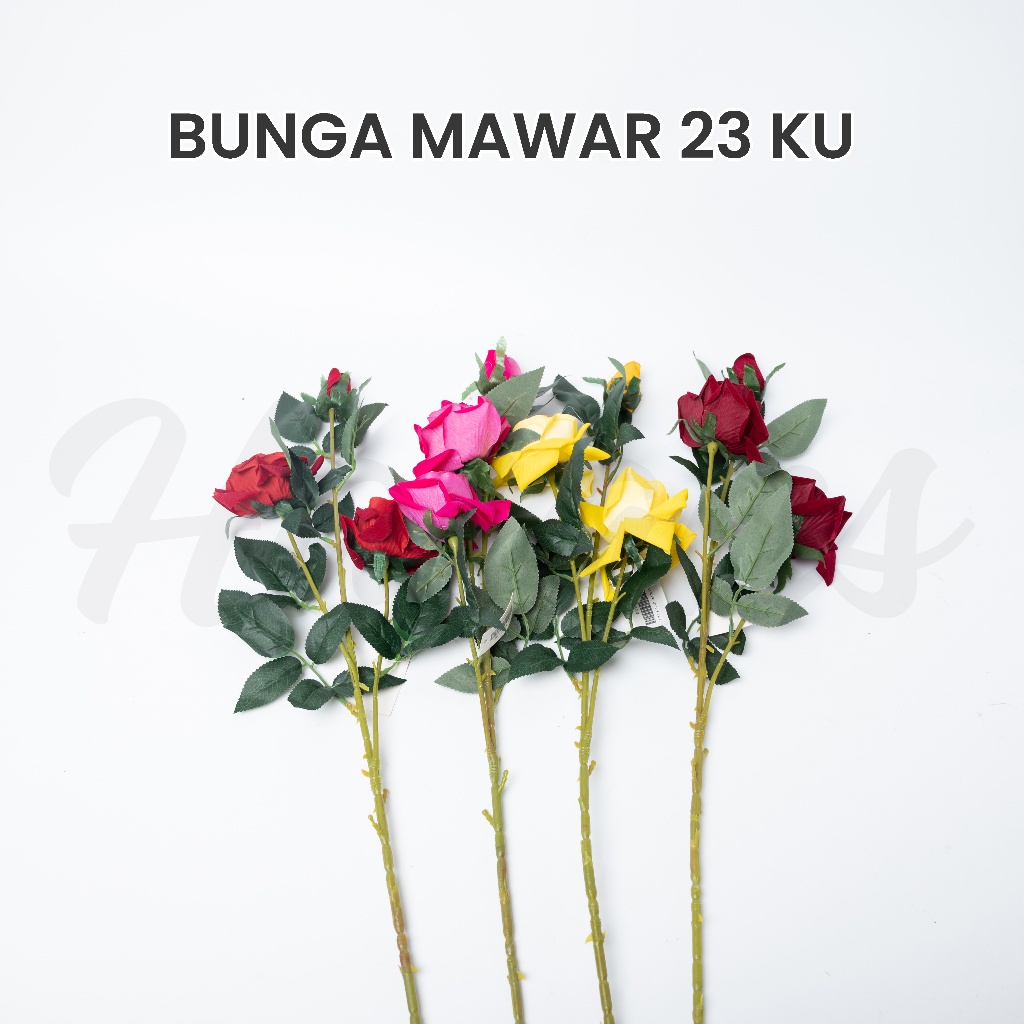 (HASANS FLORIST)Bunga Mawar Latex Premium / Bunga Mawar Artificial / Bunga Mawar Palsu Plastik / Bun
