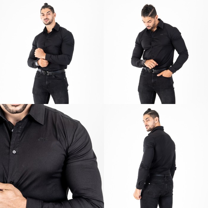 ✨BISA COD✨ -NEVERES Ultra Lux Shirt - Navy, M Kemeja Dewasa Promo Kemeja Premium Kemeja Terlaris Imp