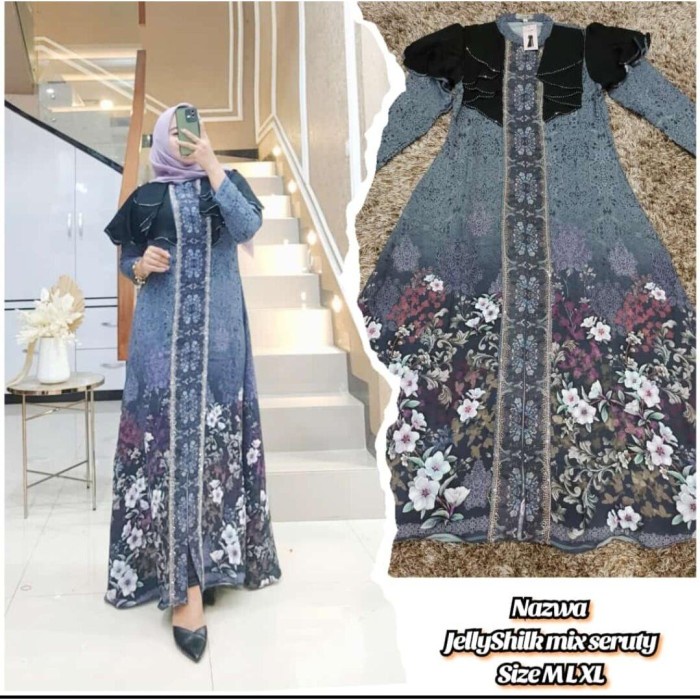 [COD] NEW DESIGN GAMIS ABAYA SUPER PREMIUM ORIGINAL NAZWA//GAMIS - M, darkgrey