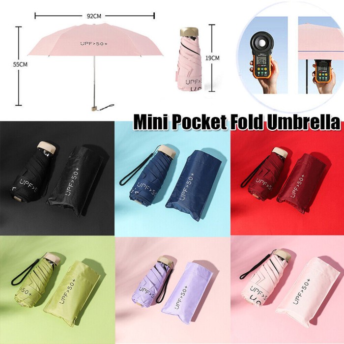 Payung Lipat Mini Travel Pocket Saku Kecil Ringan Anti Angin UV UPF50+