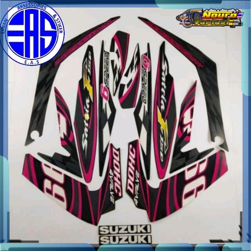 Stiker Striping stiker motor Suzuki Satria Fu f 150 2012 barong hitam pink  standar  bagus
