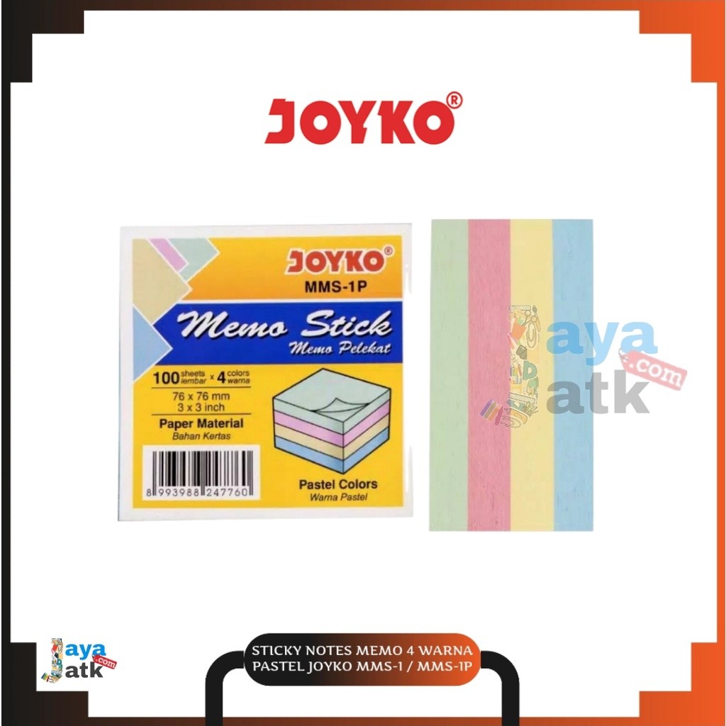 

Sticky Notes Memo 4 Warna Pastel - Joyko MMS-1 / MMS-1P