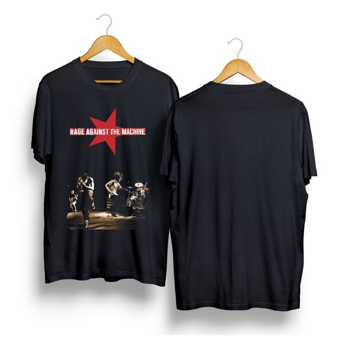 Kaos Band REGGAE AGAINST THE MACHINE  Tshirt Musik Reggae - Hitam