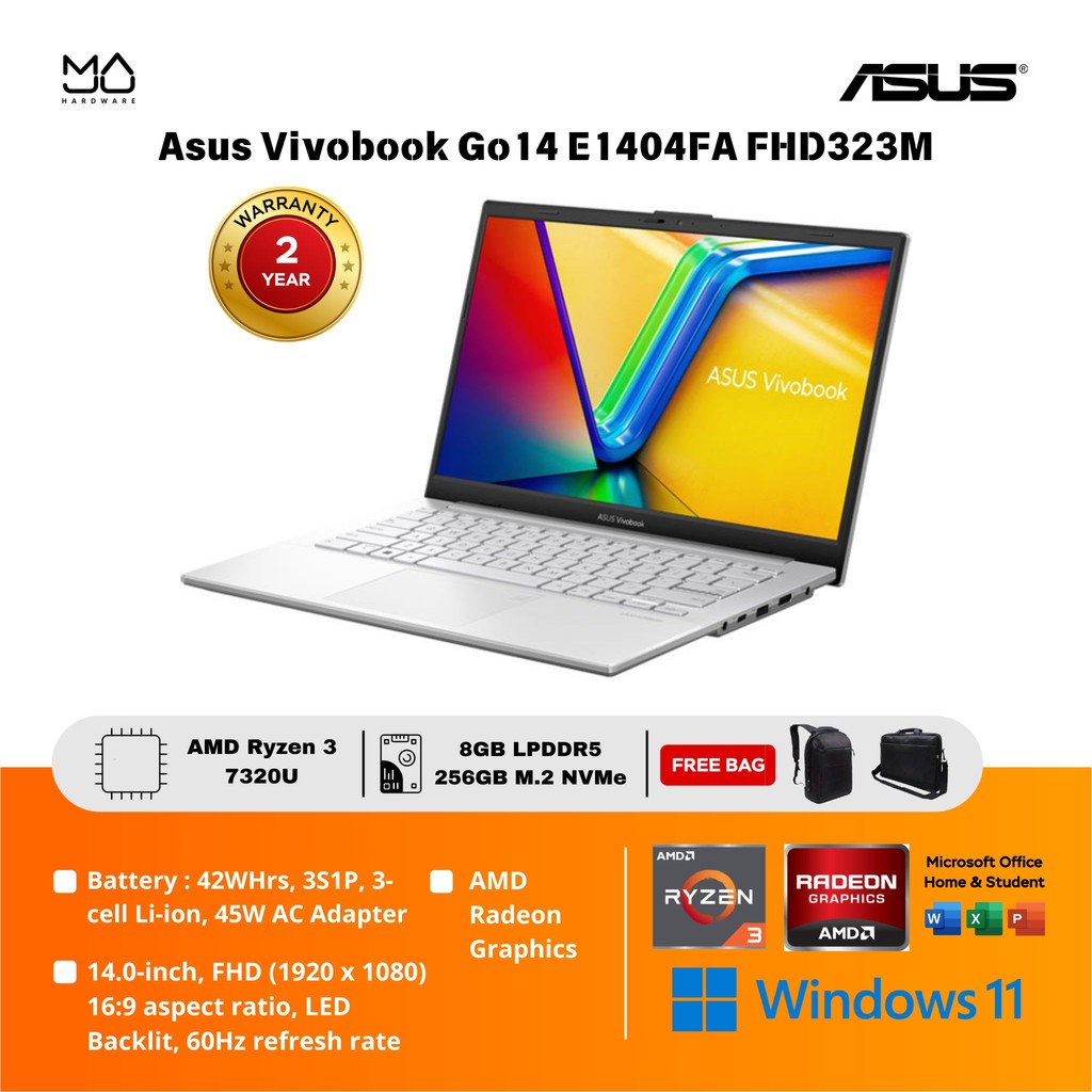 Laptop Asus Vivobook Go 14 E1404FA FHD323M R3 7320U 8GB/256GB