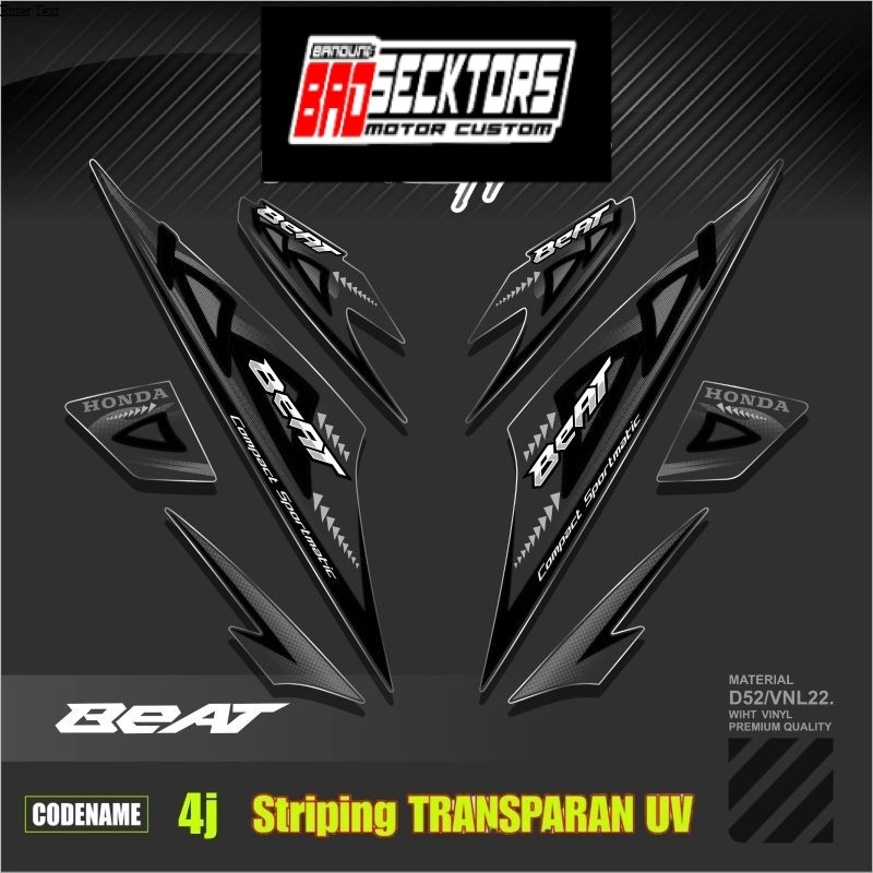 Decal Sticker Striping Variasi Transparan Uv Beat Karbu Motif Ori 2012/2013 Beat Carburator Transpar