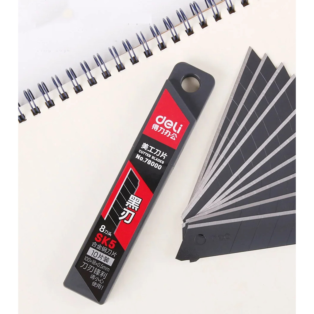

promo menarik Februari Deli Mata Pisau Cutter Knife Blade Alloy Steel SK5 18mm 10 PCS - 78000 Root Bloom