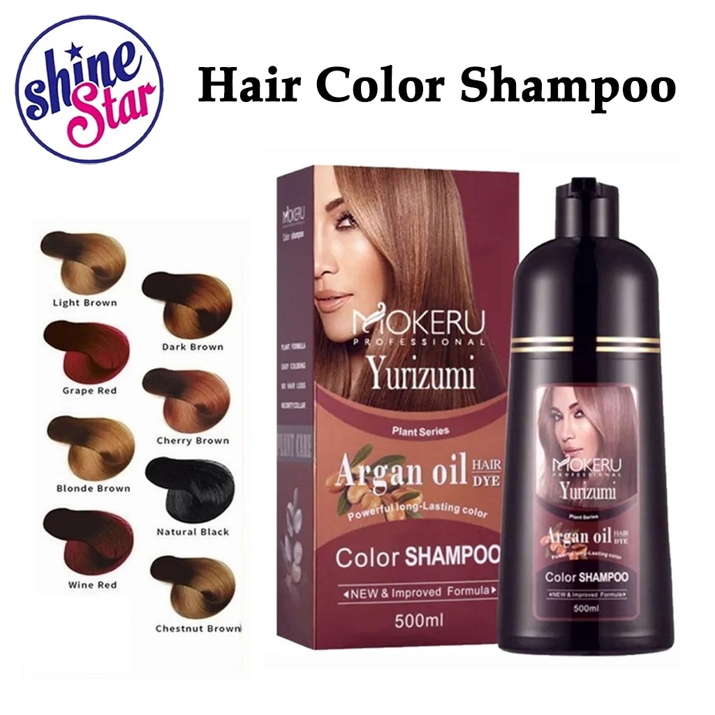 Mokeru Shampoo Pewarna Rambut Penghilang Uban / Mokeru Yurizumi Keratin Color Hair Shampoo - Aff