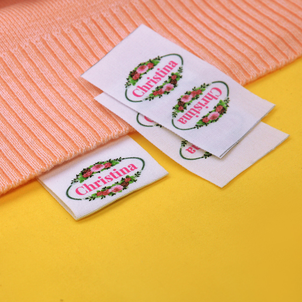 

Custom Sewing label, Logo or Text - fold Tags, Personalized Brand , Printing Labels, sew on label (FR122)