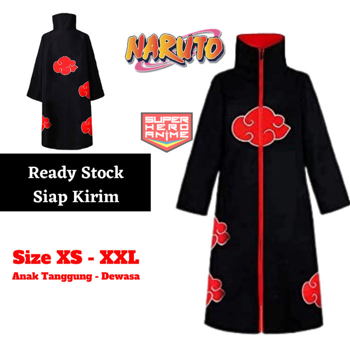 ONEST Kostum Akatsuki Naruto Itachi Uchiha Jubah Baju Anime Cosplay Dewasa - XXL