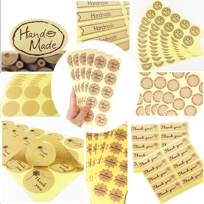

100pcs/lot Cake Box Sealing Label Various Shapes Handmade Diary Stickers Office Supplies For Gifts Girls Lable Stickers
