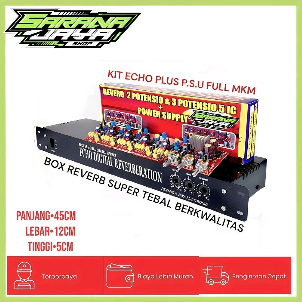Paket kit Box + Kit ECHO Reverb 3 Potensio Reverbration