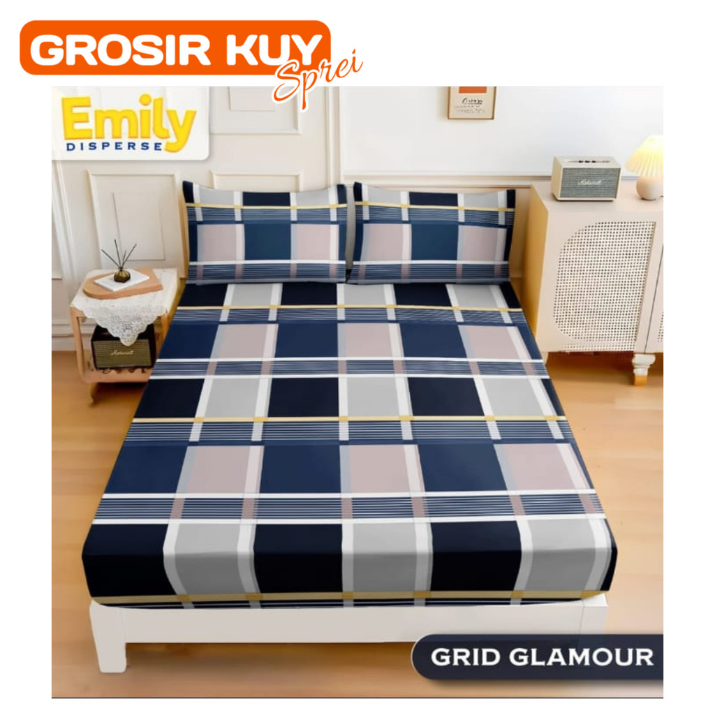 sprei kasur home made murah motif grid glamour spray set sarung bantal guling