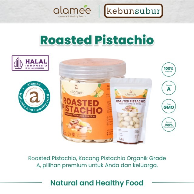 

ALAMEE Pistachio Kacang Pistacio Panggang Fustuk Roasted Premium Dalam Cangkang Renyah Organik kebunsubur Kebunsubur kebunsubur