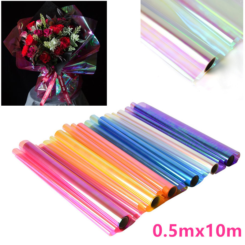 

Rainbow Cello Flower Floral Wrapping Paper Candy Cake Cookie Packaging Craft Gift Packing Colorful Cellophane Roll