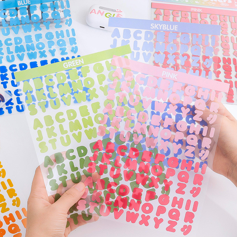 

8pcs Vitality Letter Series Waterproof PET Cut Film Earphones Computer Decorative Stickers Color English Collage Material Creati