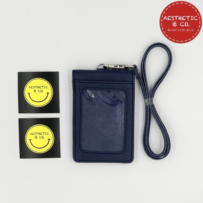 

PROMO -[Bongkar Gudang] Lanyard ID Card Name Tag Kulit Dompet Holder Magnet - Premium V.01 - Navy