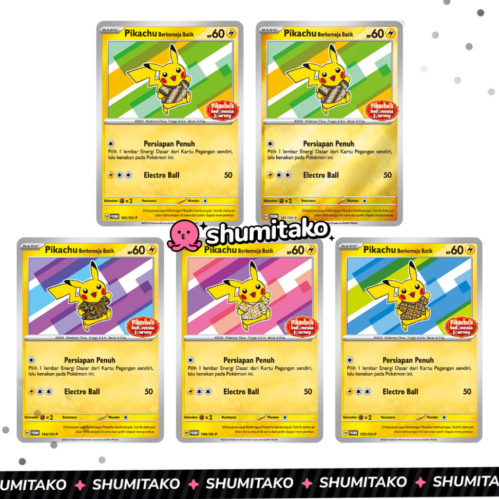 AR43WL Kartu Pokemon TCG Cards Pikachu Berkemeja Batik Xatu Staryu Flower Hologram