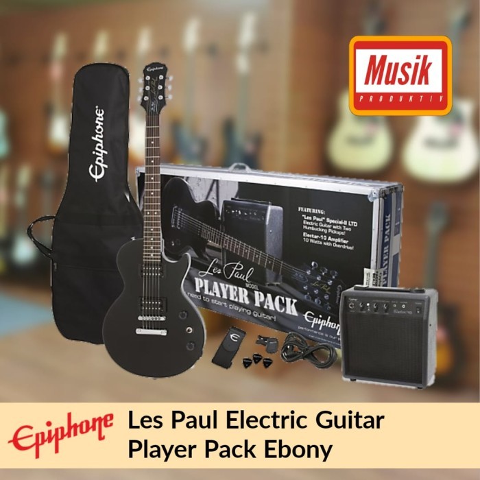 Epiphone Les Paul Player Pack Gitar Elektrik - Ebony