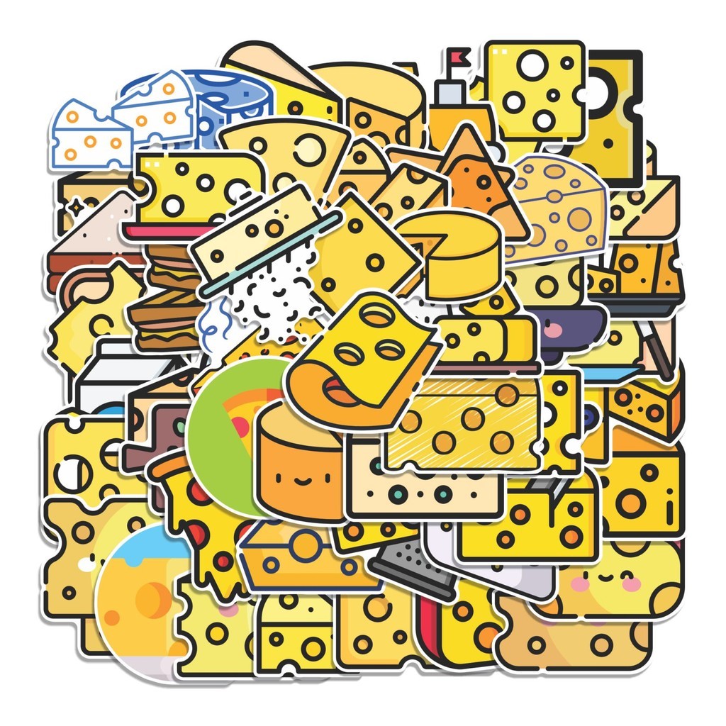 

COD 50 Pcs Stiker Keju Makanan Lucu Anti Air Untuk Dekorasi Notebook Sepeda Skateboard Handphone