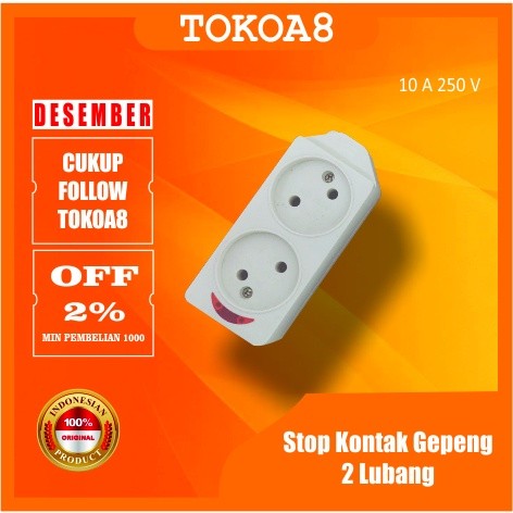 SK. Stop Kontak Gepeng 2 Lubang / Terminal Kuningan