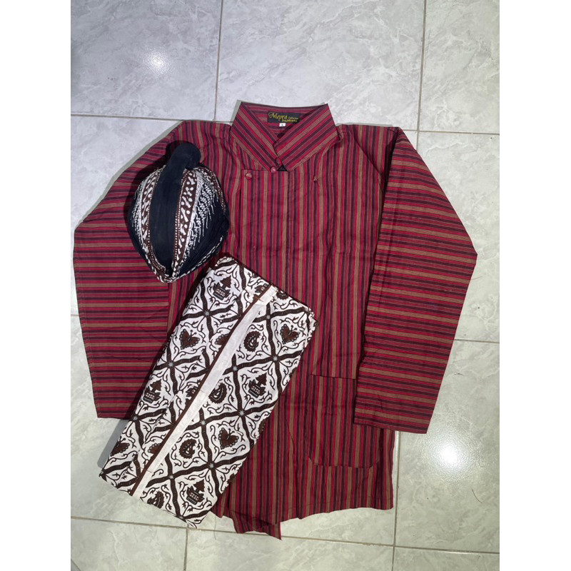 Baju Sorjan Lurik Katun Pria Desa ukuran L Lurik