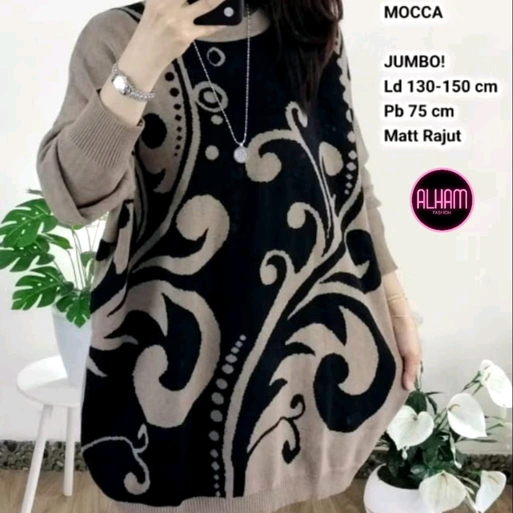 Batiq Sweater Atasan Rajut Import Motif Abstrak Jumbo Oversize