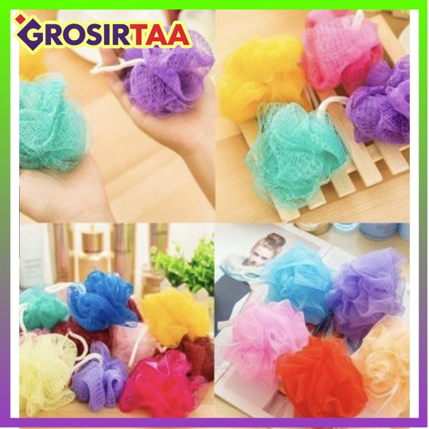 COD MAKASSAR SPONS MANDI SHOWER PUFF Bath Sponge Jaring Sikat Badan Spon Busa Sabun Mekar Soap Bubbl