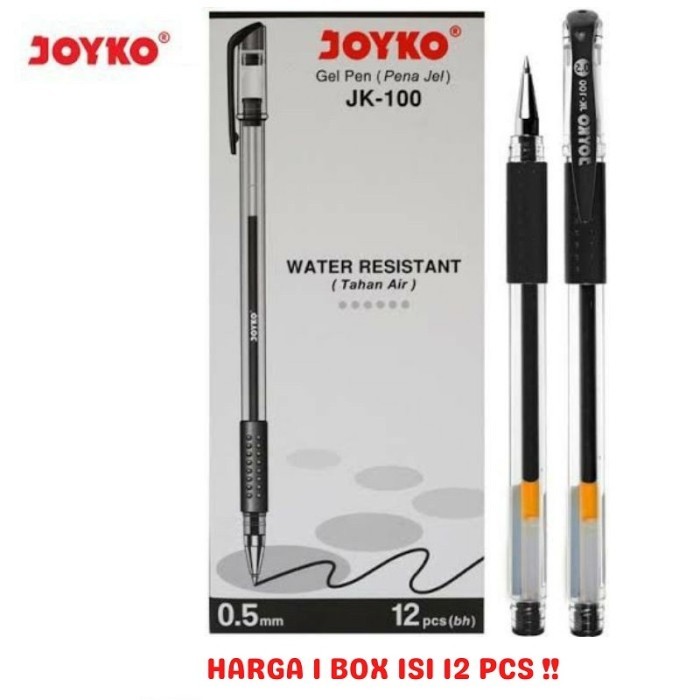 

Gel Pen / Pulpen / Pena Joyko JK-100 / 0.5 mm / 1 BOX 12 PCS - Hitam - JK-100BLACK