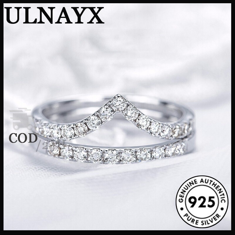 S925 Silver Moissanite Bisa Ditumpuk Dengan Cincin Berbentuk Ring Wanita Hidup Sederhana